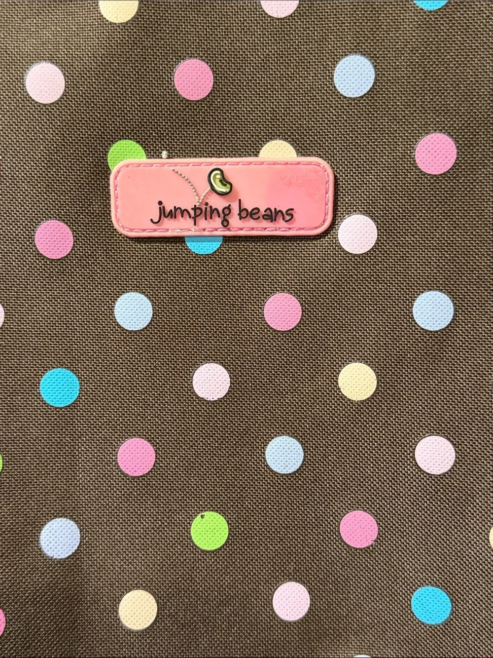 jumping beans Brown Backpack with Bright Pink Trim and Multicolor Dots